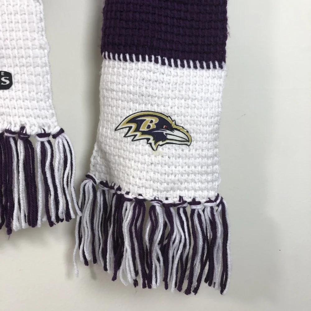 Baltimore Ravens Knit Scarf NFL Purple White Football